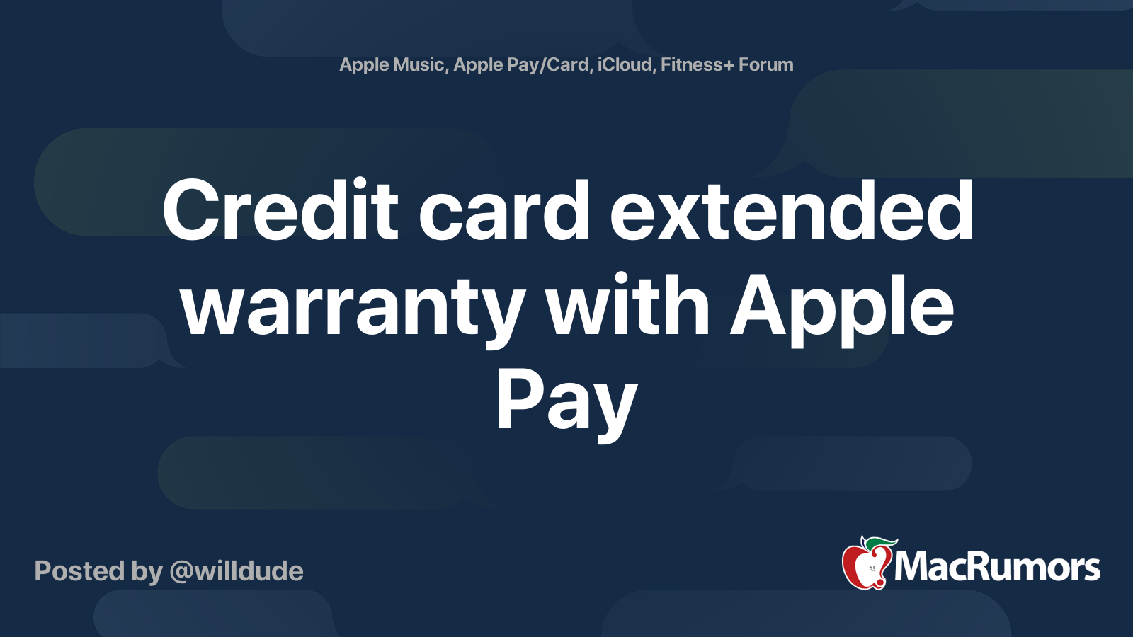 Credit card extended warranty with Apple Pay MacRumors Forums