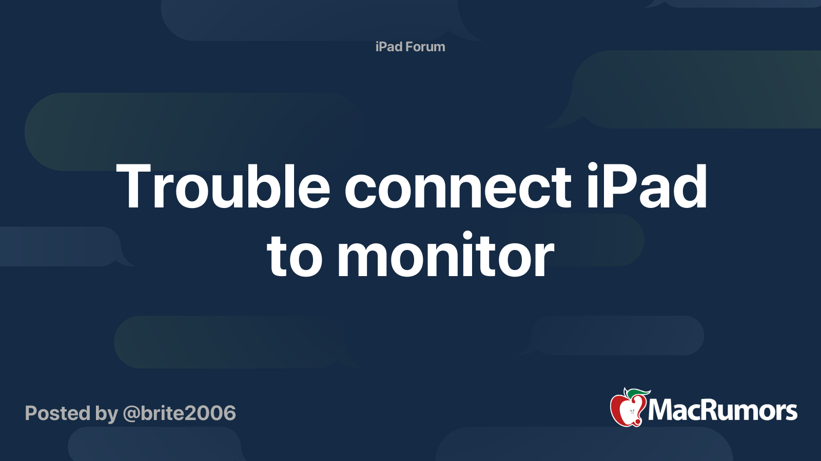 Trouble connect iPad to monitor MacRumors Forums