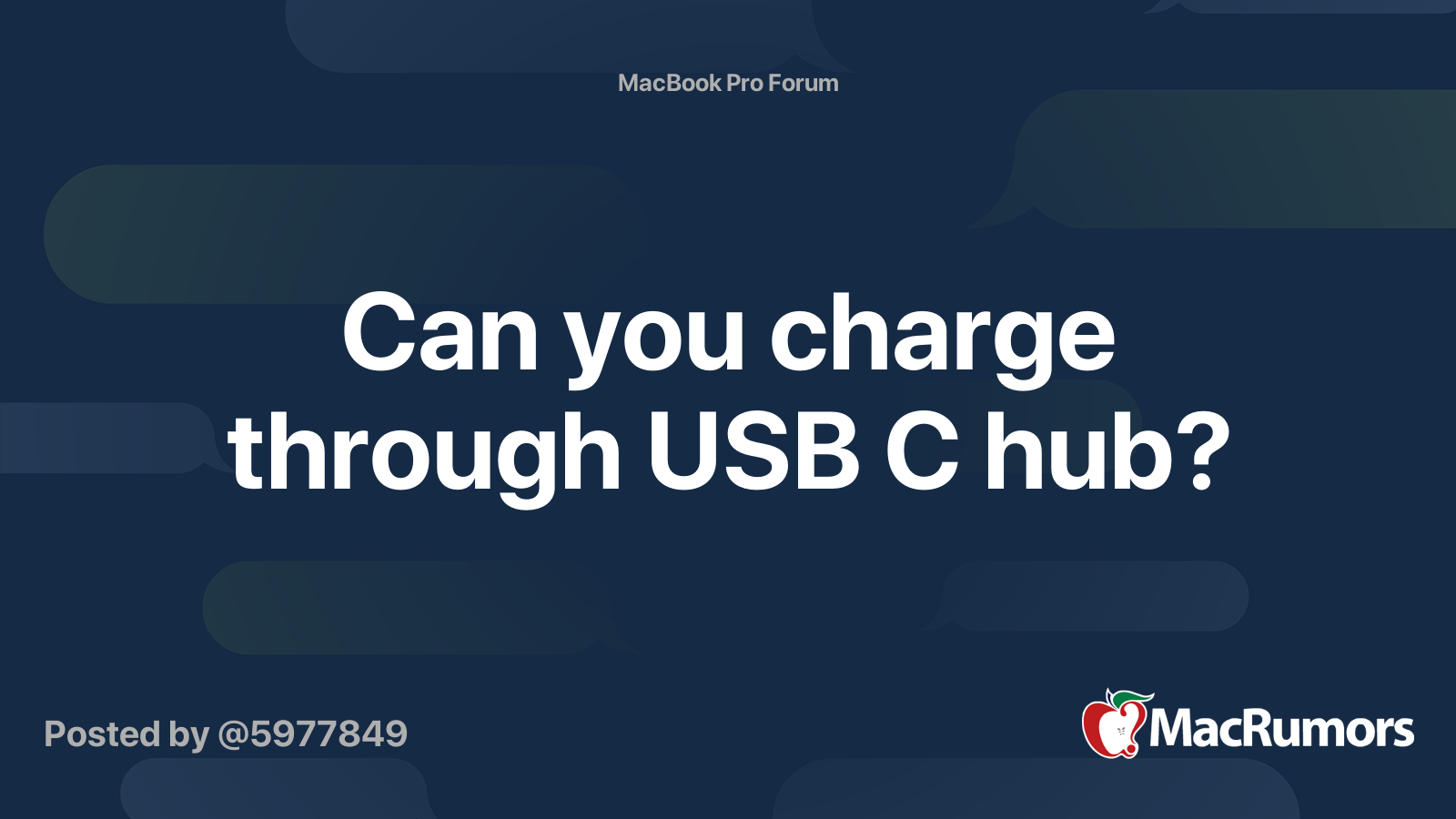 Can you charge through USB C hub? MacRumors Forums