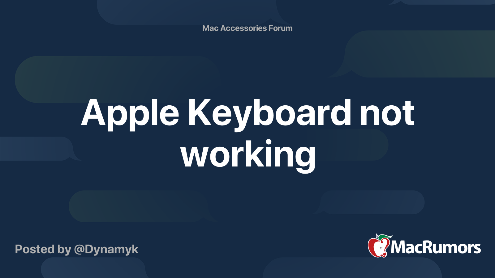 Apple Keyboard Not Working MacRumors Forums
