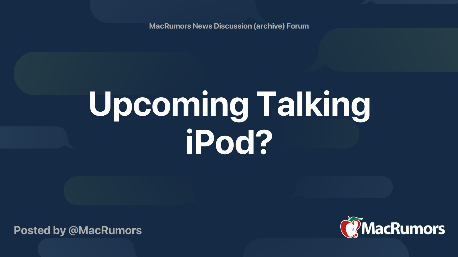 Upcoming Talking iPod? | MacRumors Forums