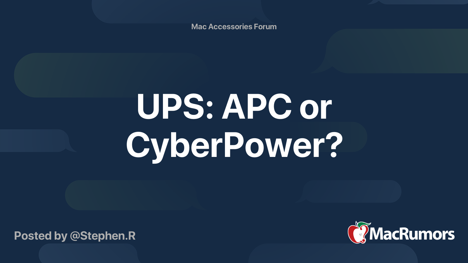 UPS APC or CyberPower? MacRumors Forums