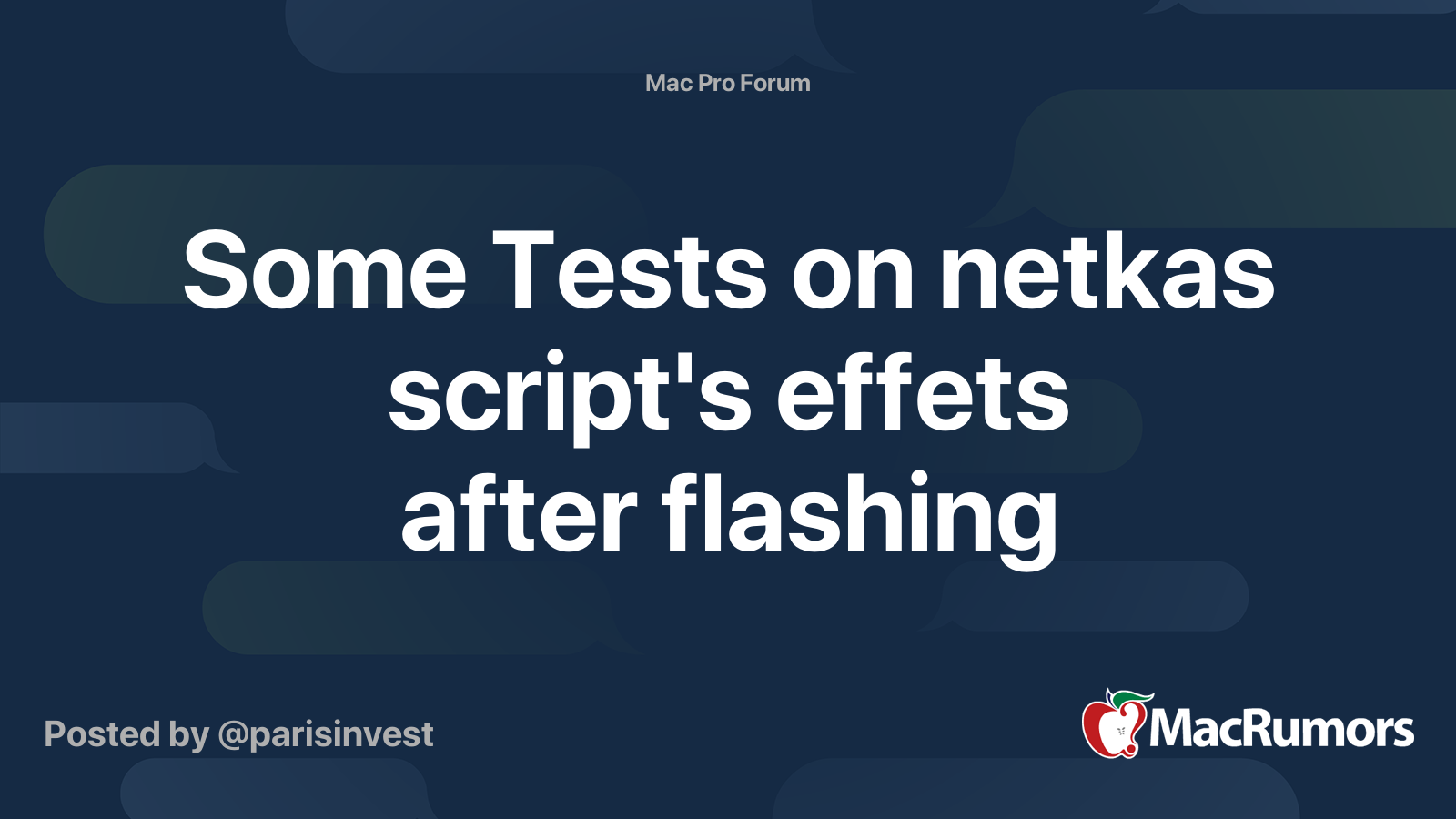 Some Tests on netkas script's effets after flashing | MacRumors Forums