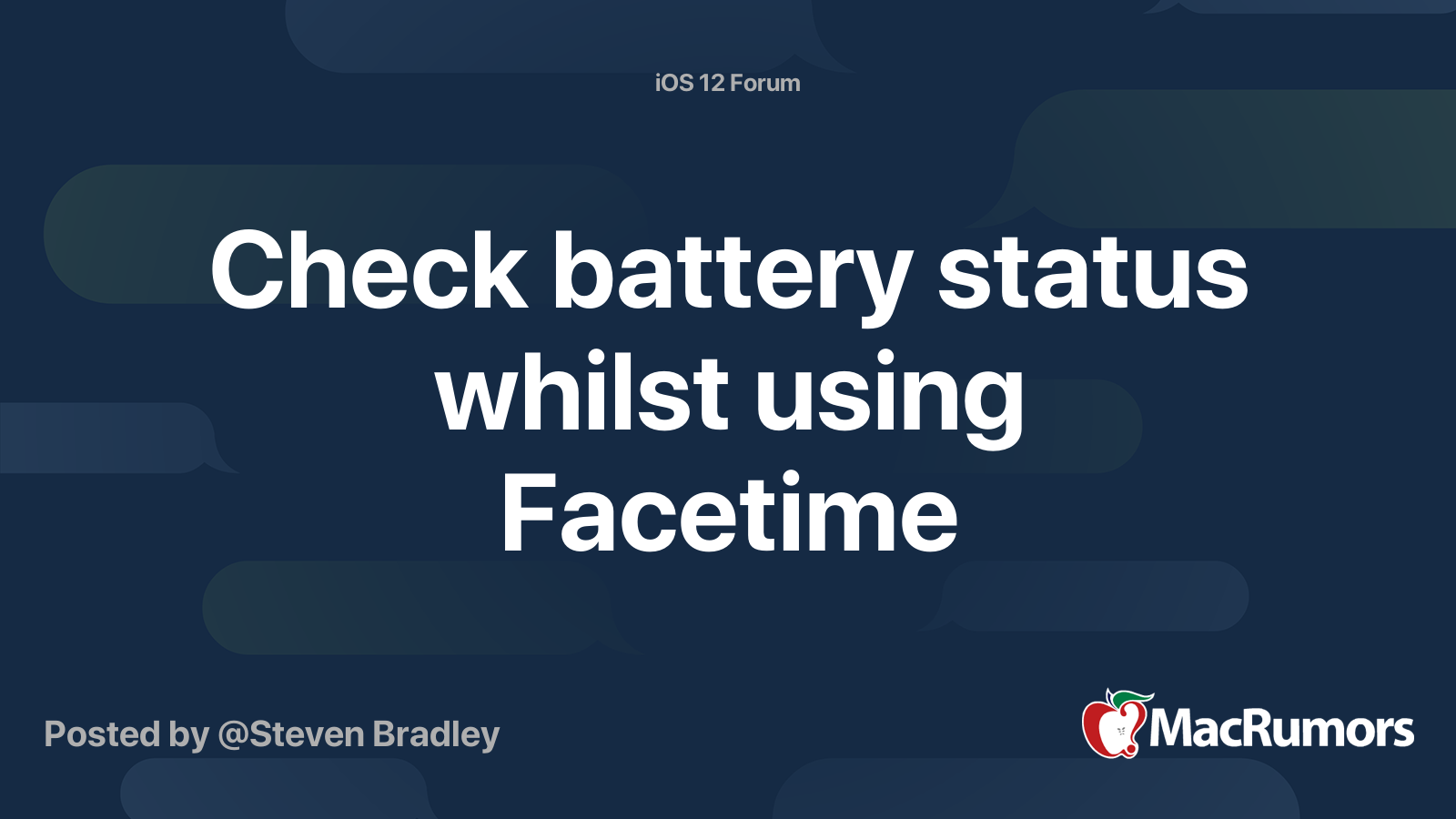 Check battery status whilst using Facetime MacRumors Forums