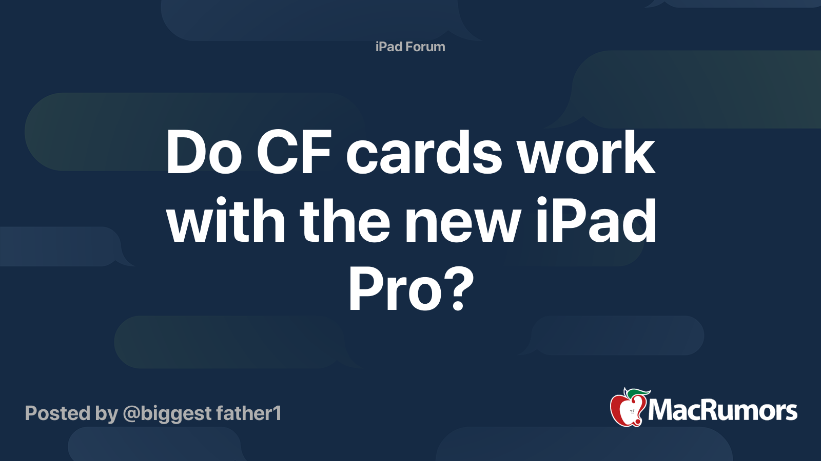 Do CF cards work with the new iPad Pro? MacRumors Forums
