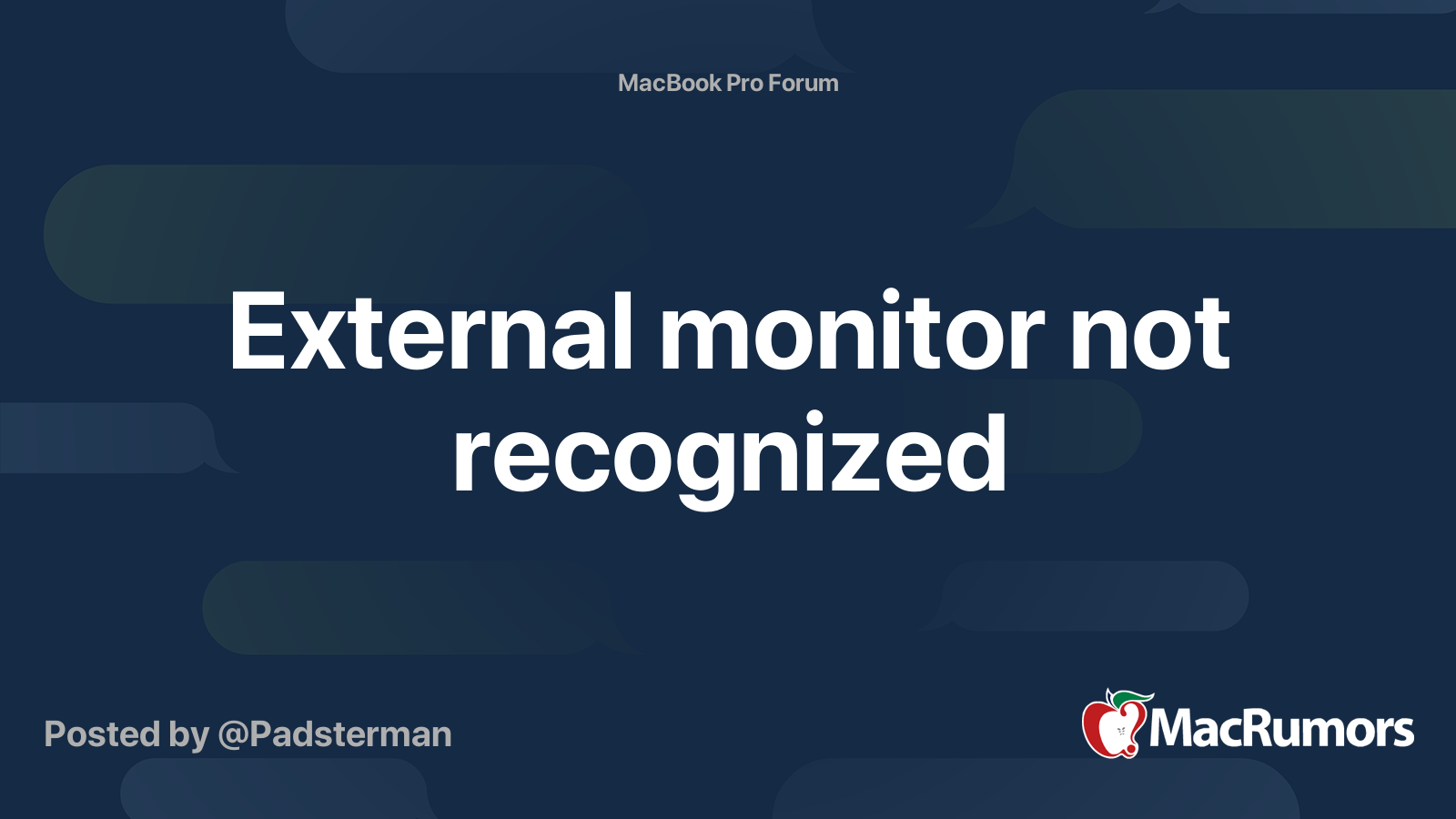 External monitor not recognized MacRumors Forums