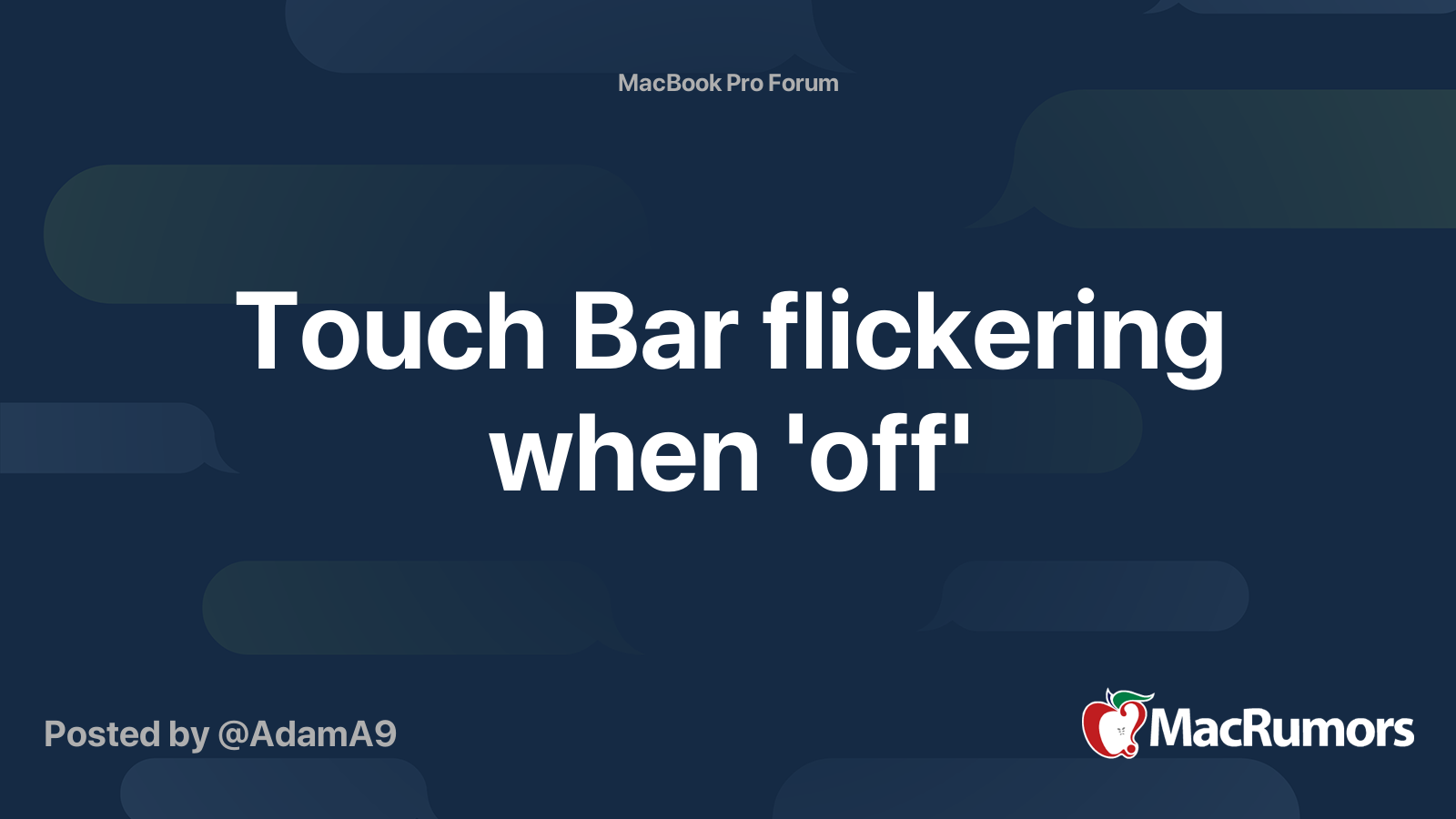 Touch Bar flickering when 'off' MacRumors Forums