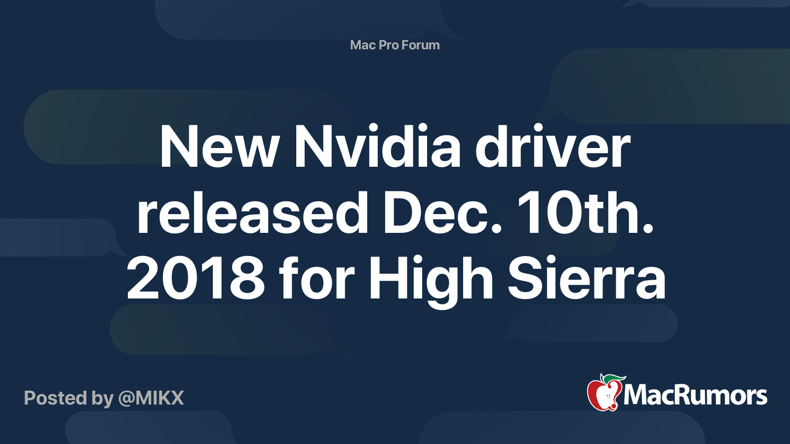 Nvidia driver discount mac high sierra