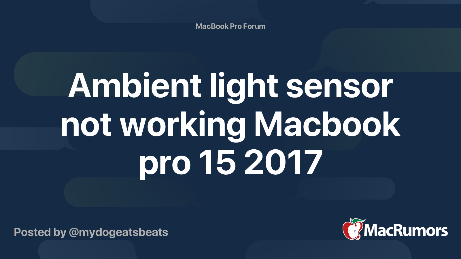 Ambient light sensor not working Macbook pro 15 2017 MacRumors Forums