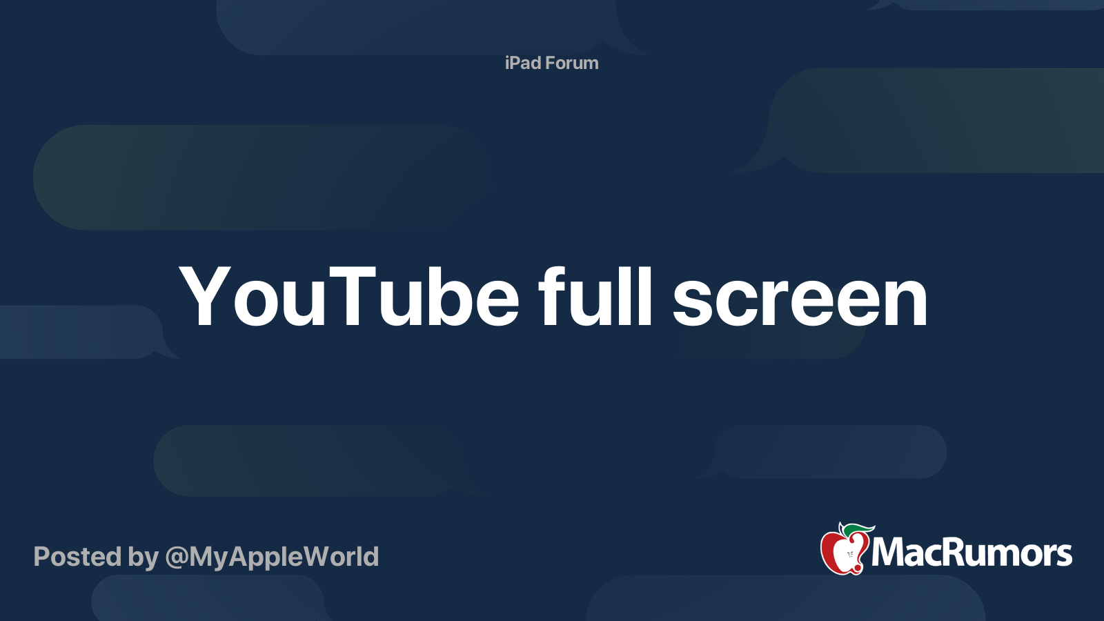 YouTube full screen MacRumors Forums