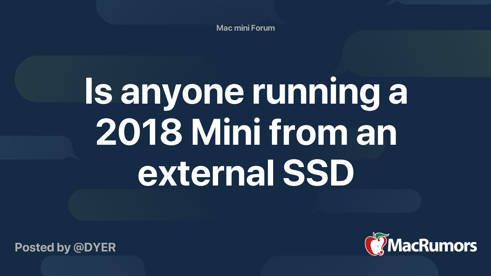 Is anyone running a 2018 Mini from an external SSD | MacRumors Forums