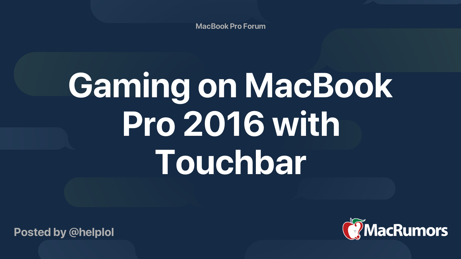 Gaming On MacBook Pro 2016 With Touchbar MacRumors Forums