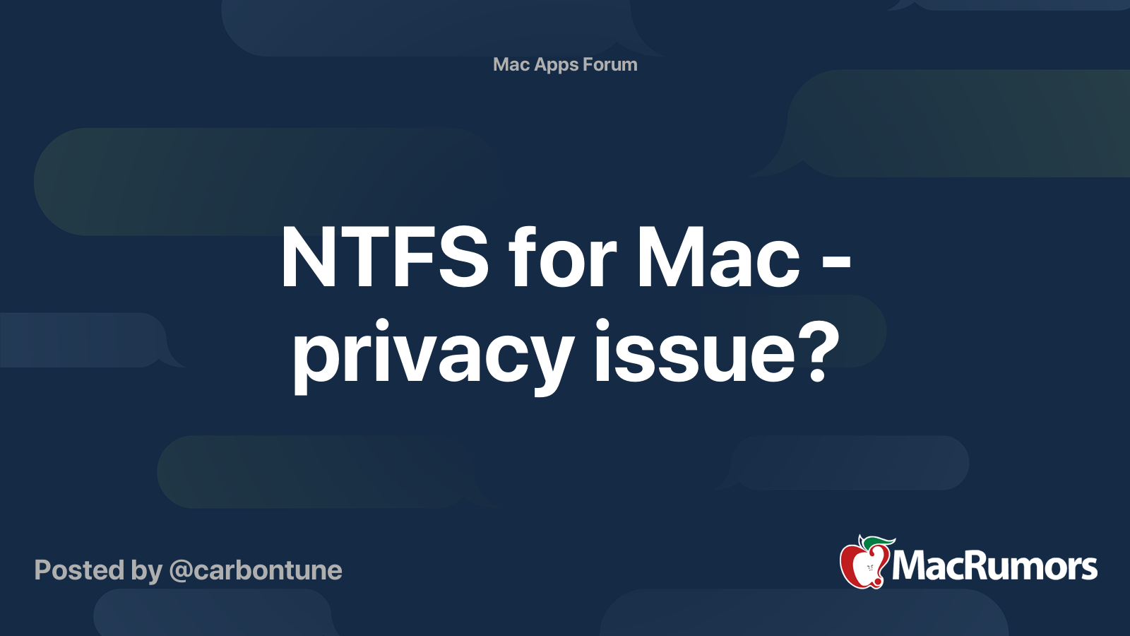 NTFS for Mac - privacy issue? | MacRumors Forums