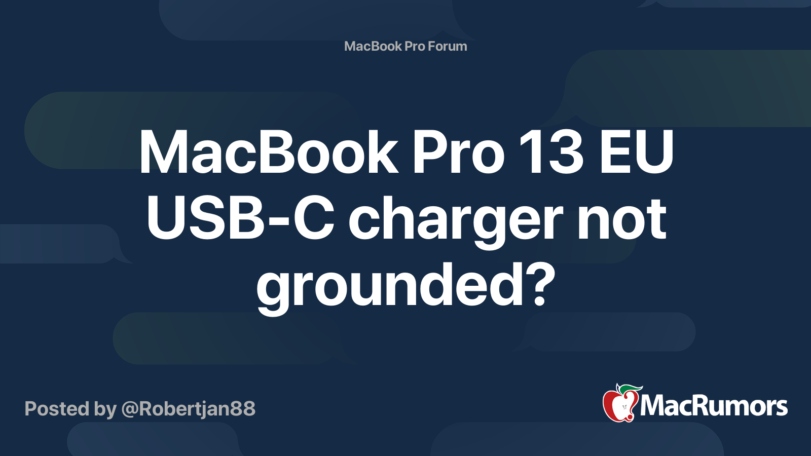 MacBook Pro 13 EU USB-C charger not grounded? | MacRumors Forums