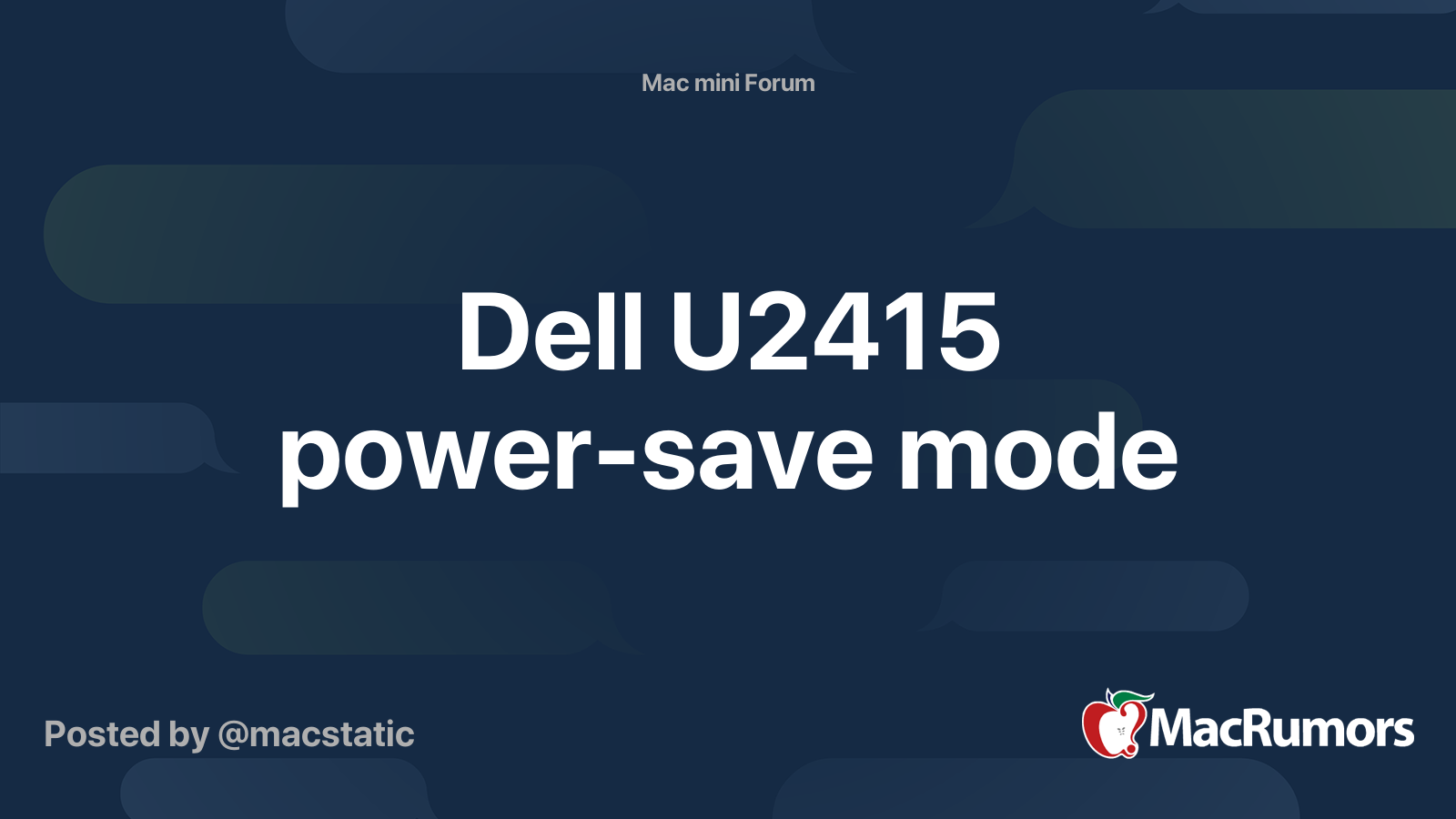Dell U2415 powersave mode MacRumors Forums