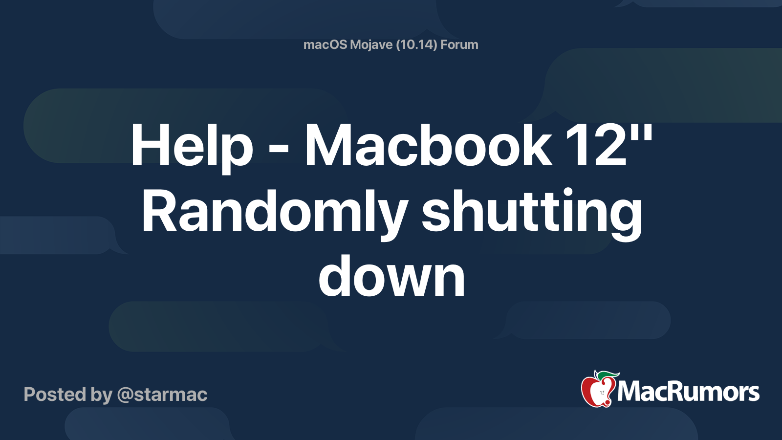 Help Macbook 12 Randomly Shutting Down MacRumors Forums