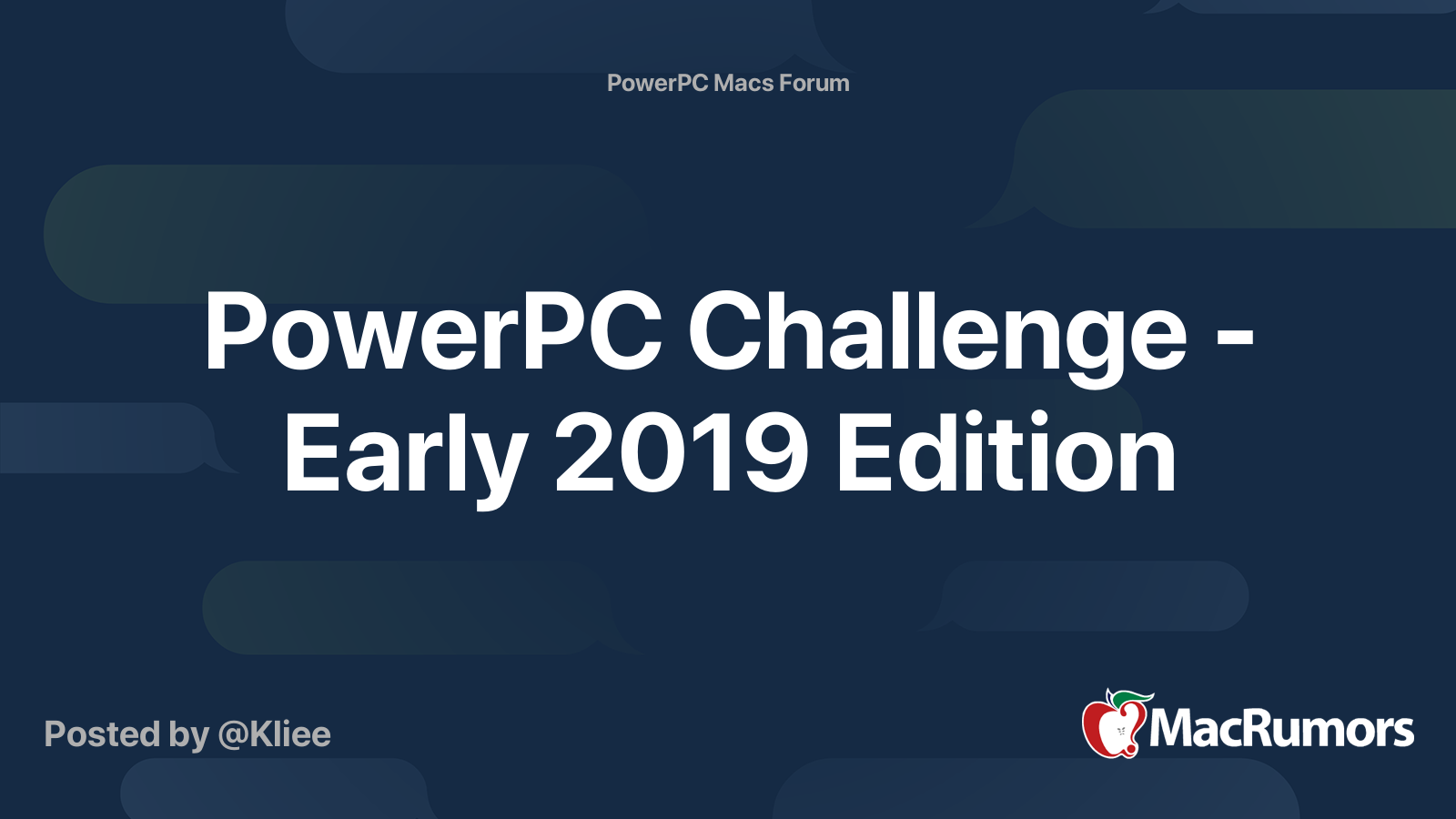 PowerPC Challenge - Early 2019 Edition | Page 3 | MacRumors Forums