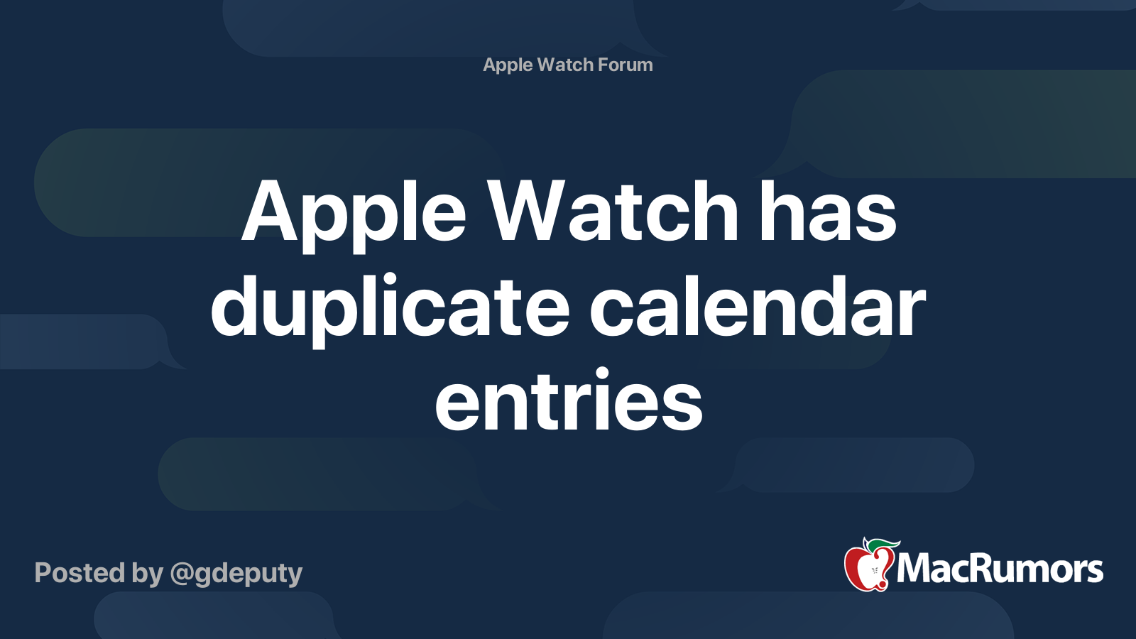 Apple Watch has duplicate calendar entries MacRumors Forums