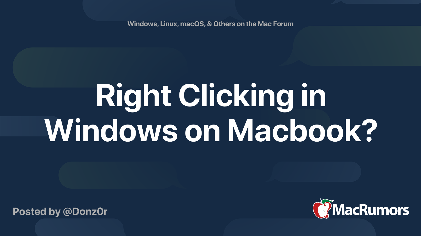 Right Clicking in Windows on Macbook? MacRumors Forums