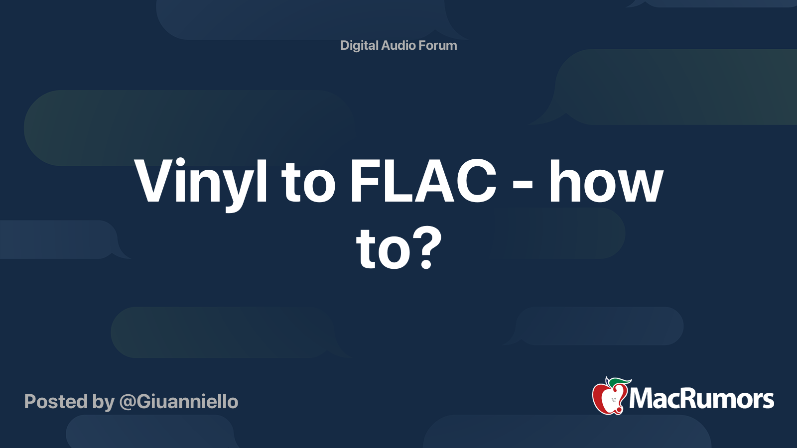 Vinyl FLAC - to? | MacRumors Forums