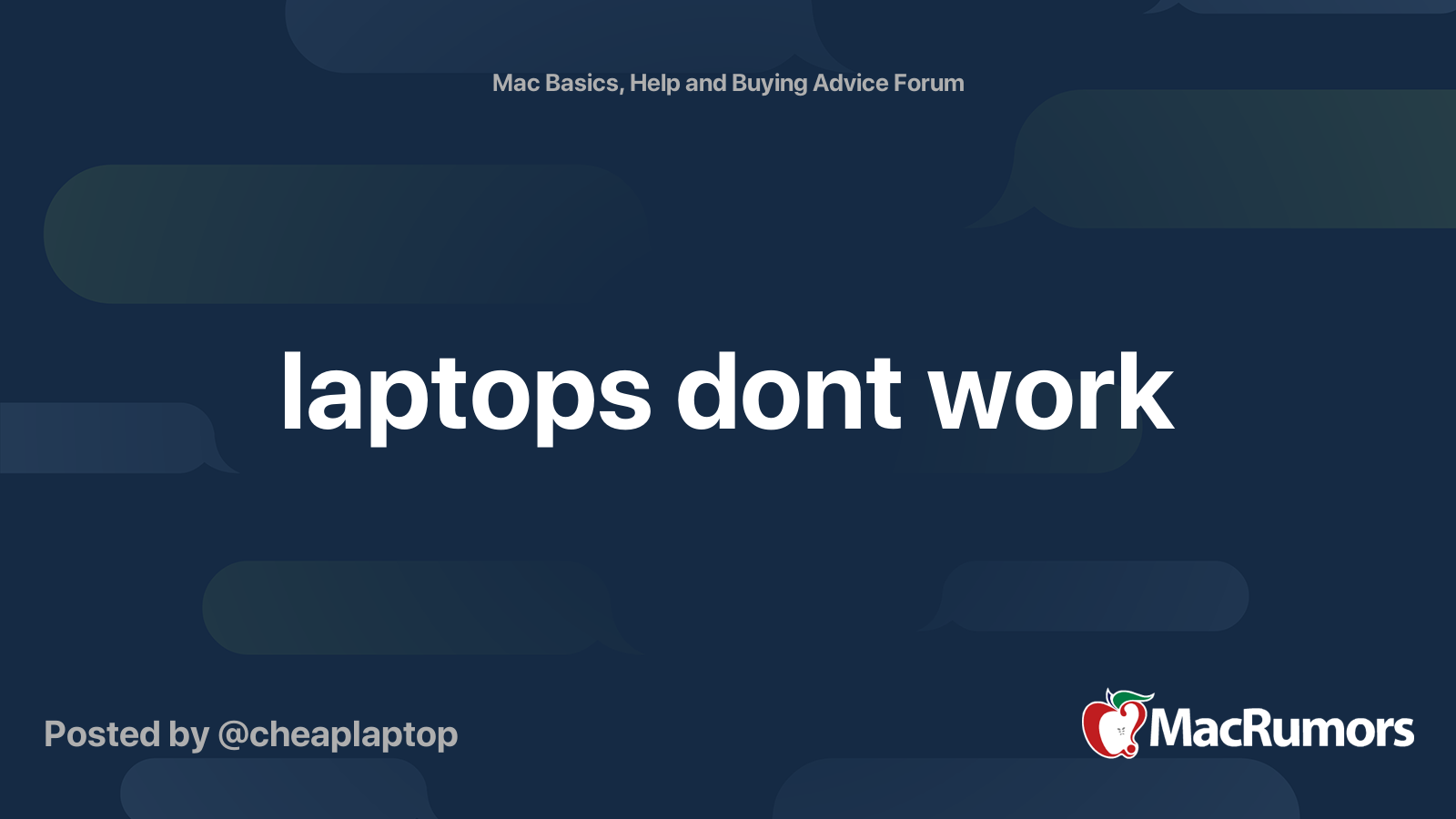 laptops dont work MacRumors Forums