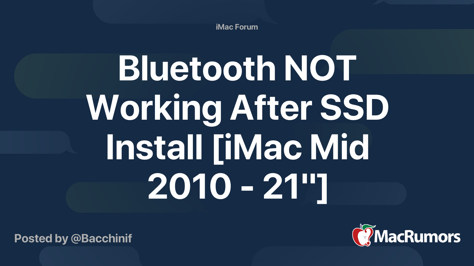Bluetooth NOT Working After SSD Install [iMac Mid 2010 21