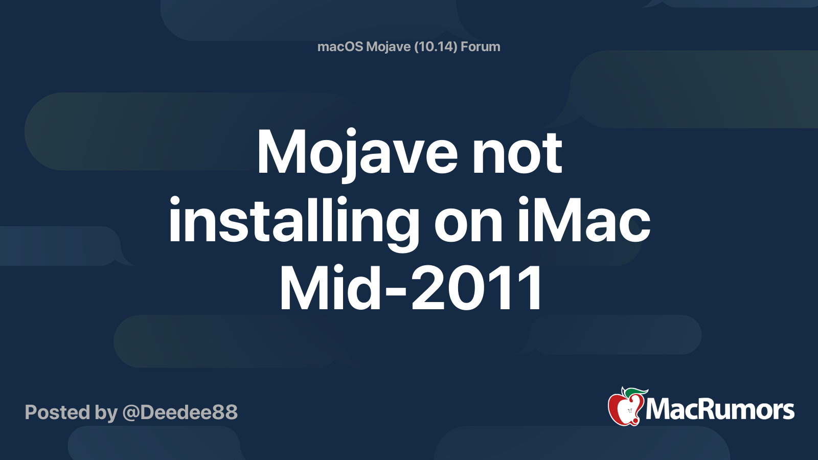 Mojave Not Installing On Imac Mid 11 Macrumors Forums