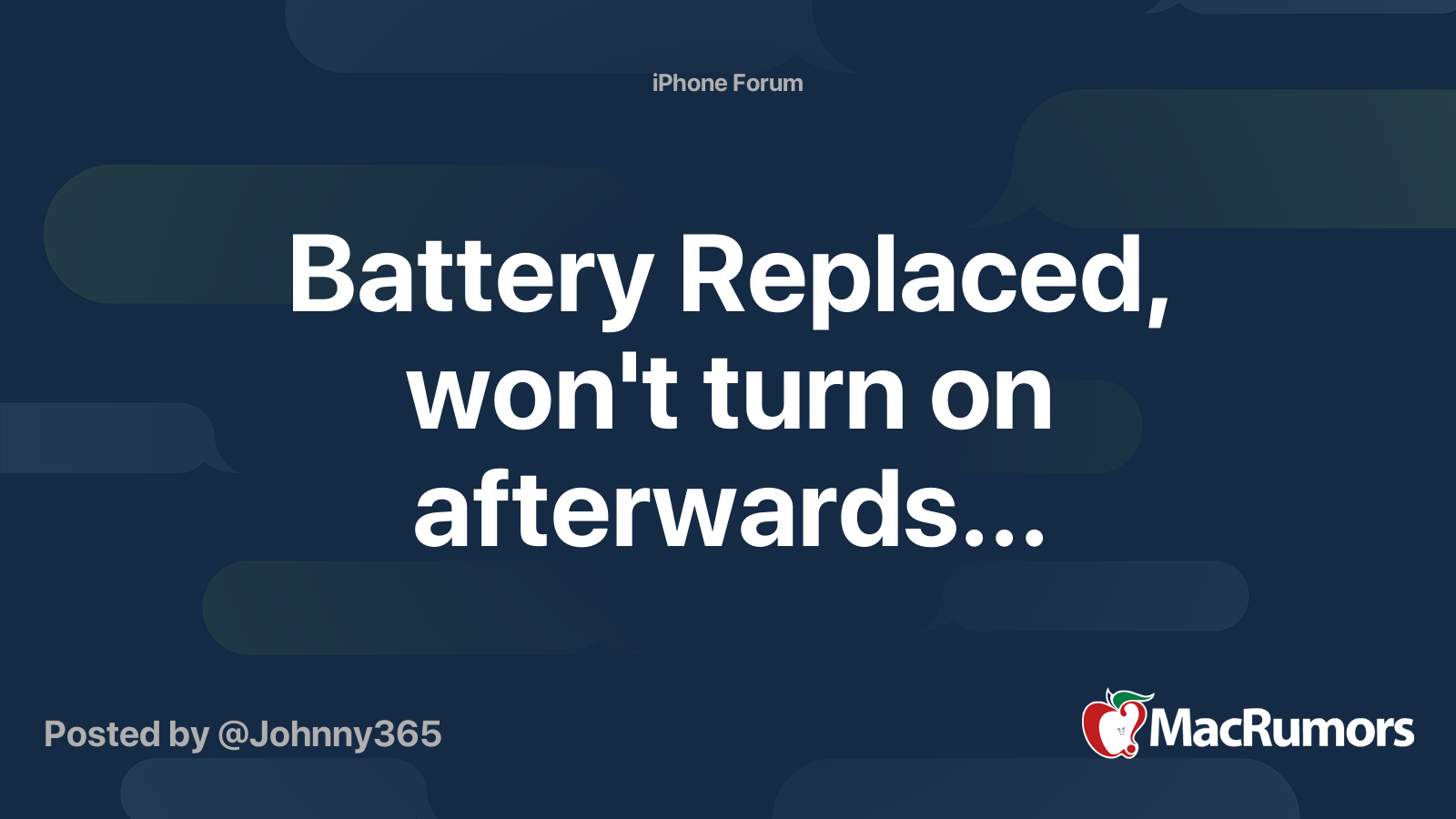 Battery Replaced, won't turn on afterwards... MacRumors Forums
