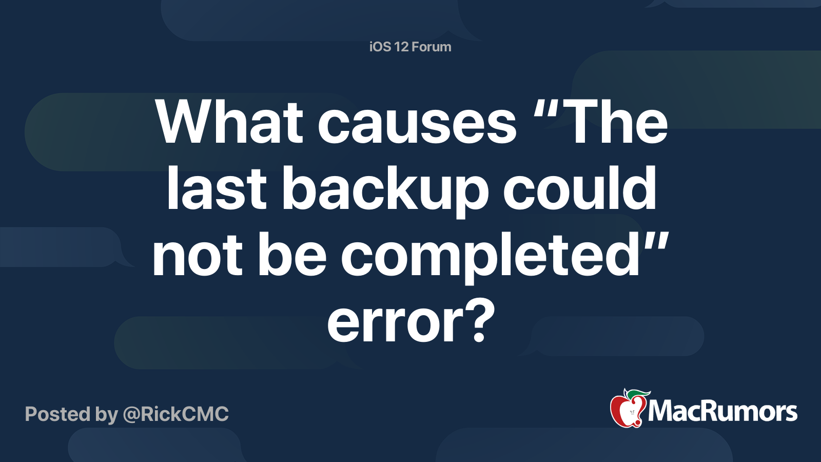 What causes “The last backup could not be completed” error? | MacRumors