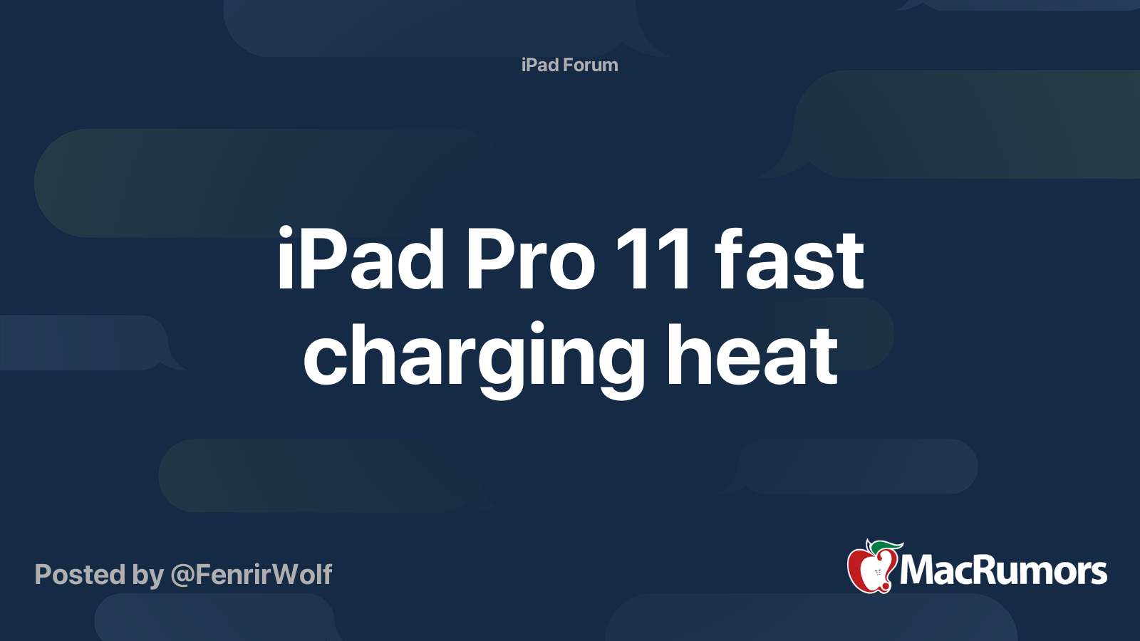 iPad Pro 11 fast charging heat MacRumors Forums