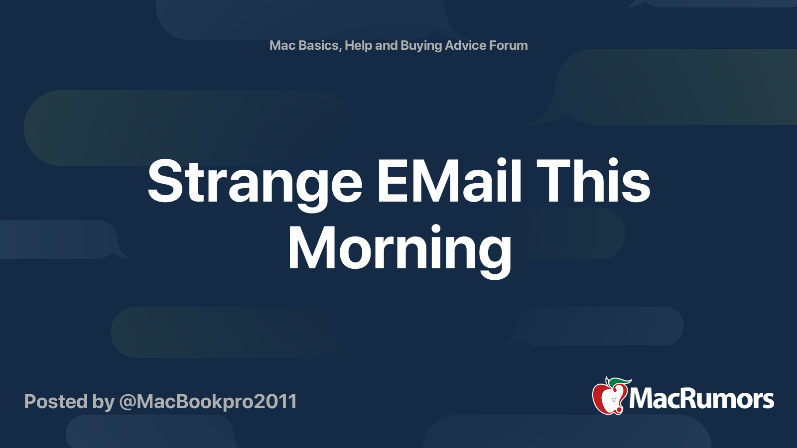Strange EMail This Morning MacRumors Forums
