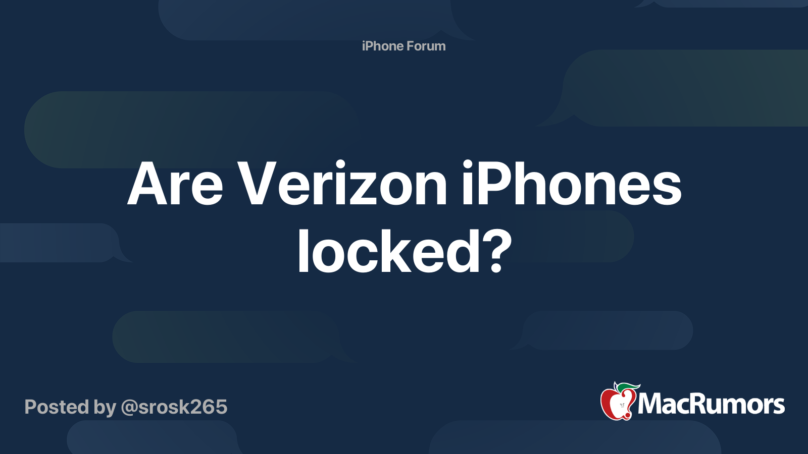 Are Verizon iPhones locked? MacRumors Forums
