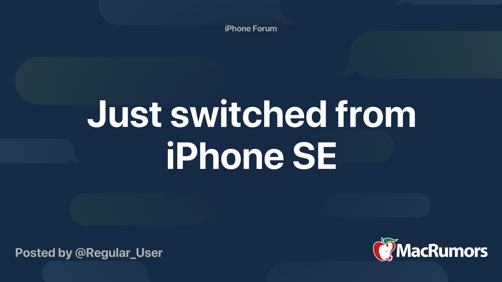 Just switched from iPhone SE | MacRumors Forums