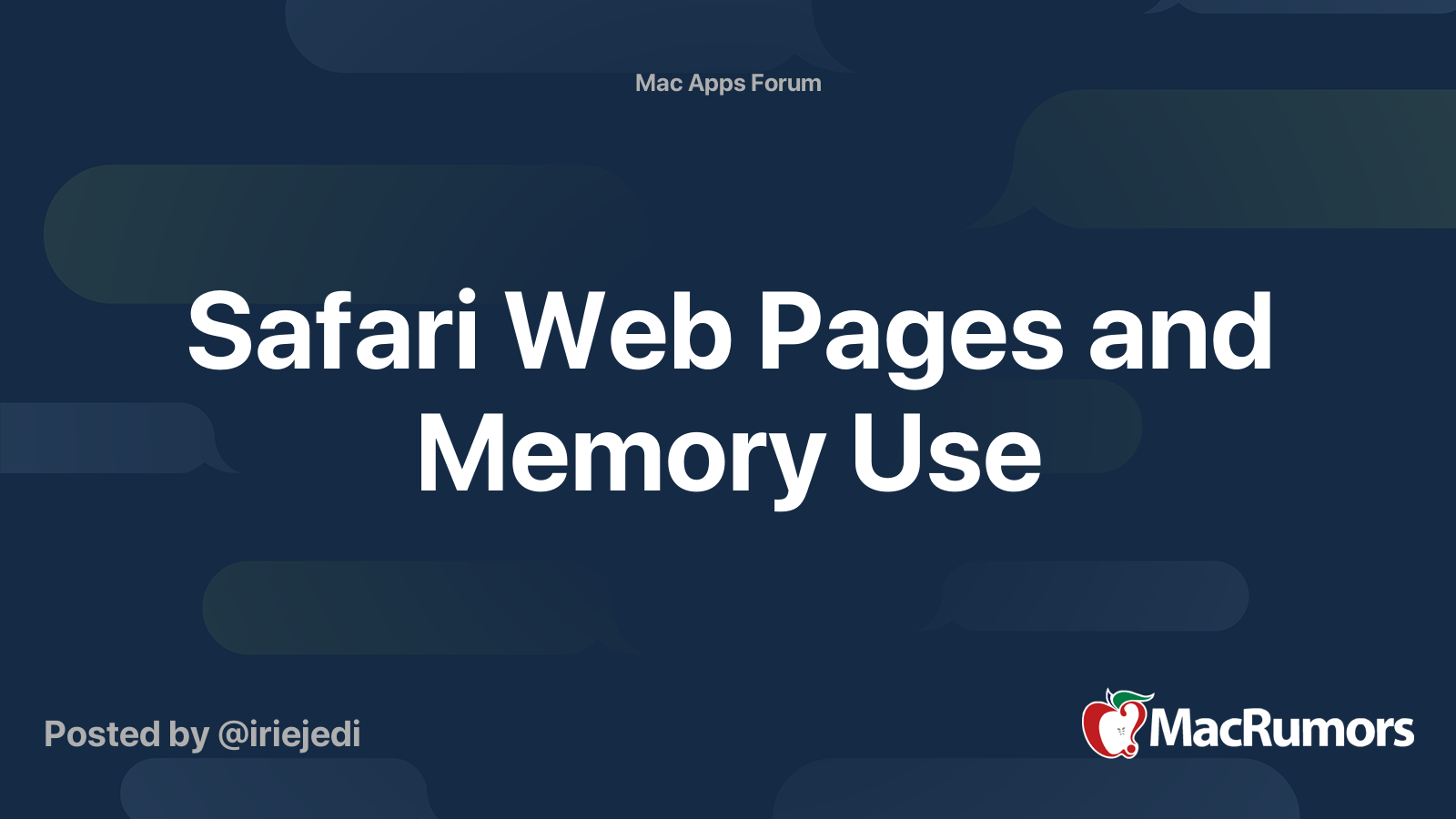 Safari Web Pages and Memory Use | MacRumors Forums