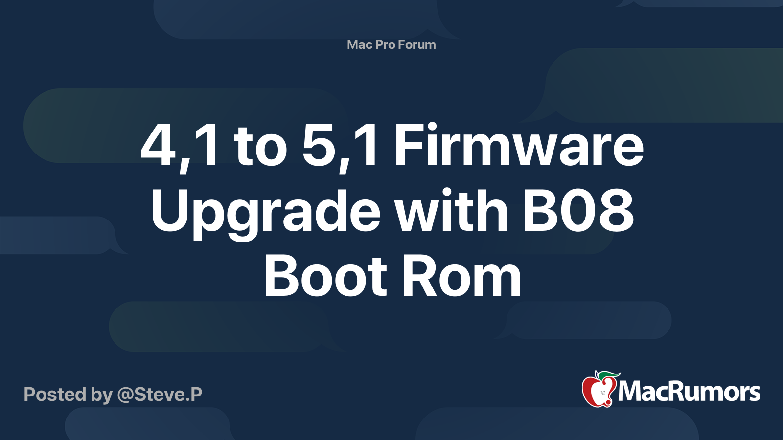 4,1 to 5,1 Firmware Upgrade with B08 Boot Rom | MacRumors Forums