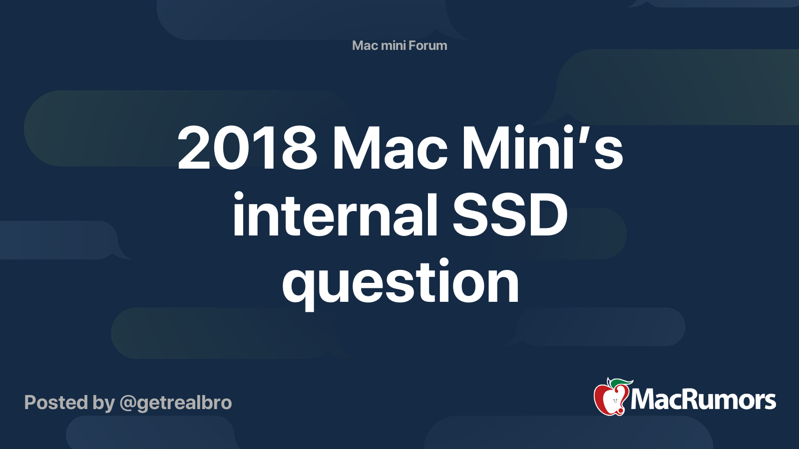 2018 Mac Mini’s internal SSD question | MacRumors Forums