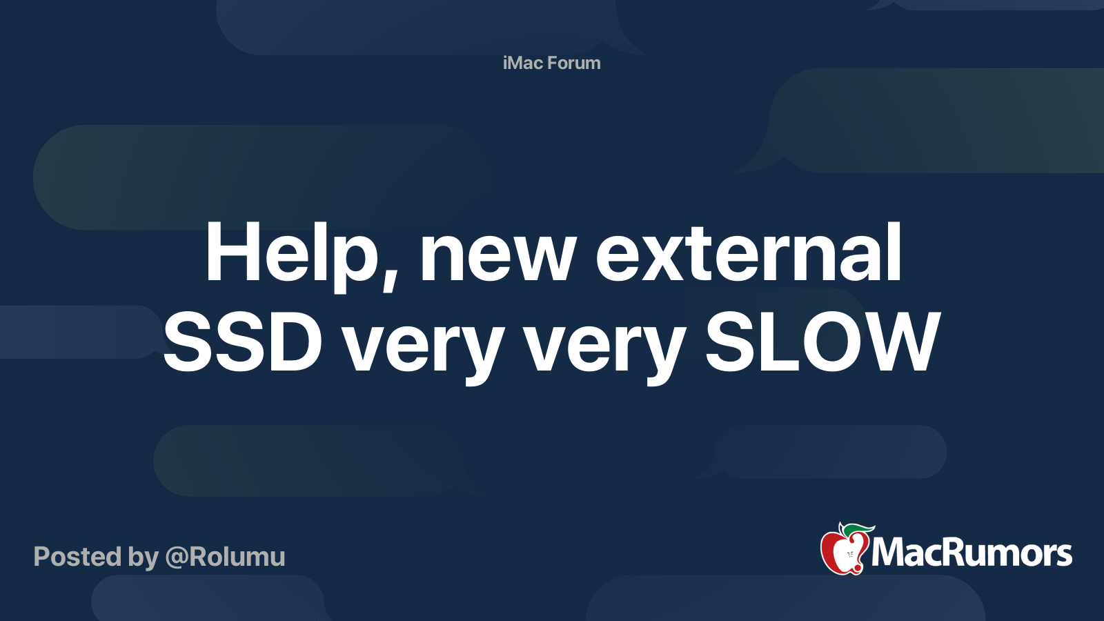 Help, new external SSD very very SLOW MacRumors Forums