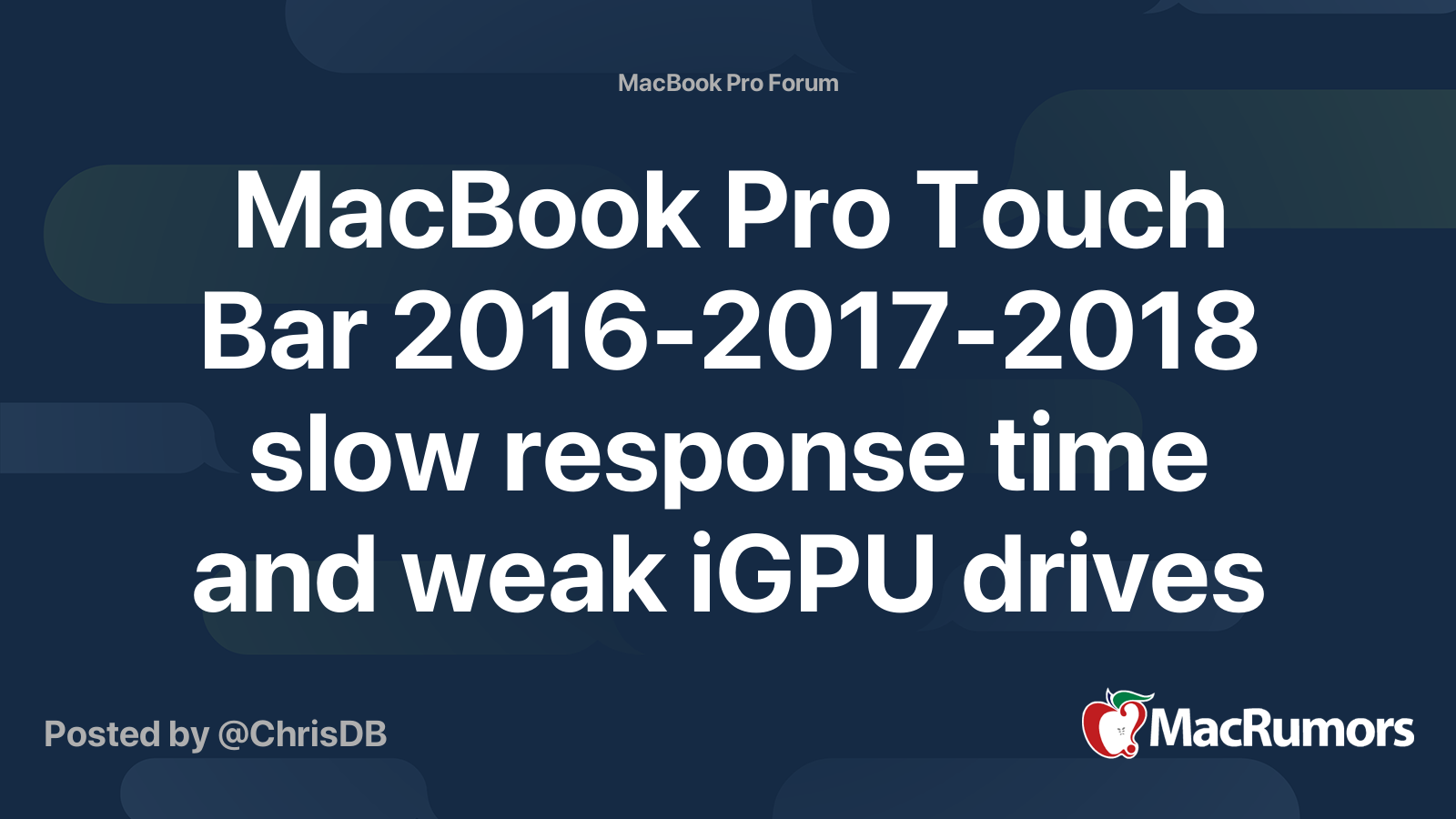 MacBook Pro Touch Bar 201620172018 slow response time and weak iGPU