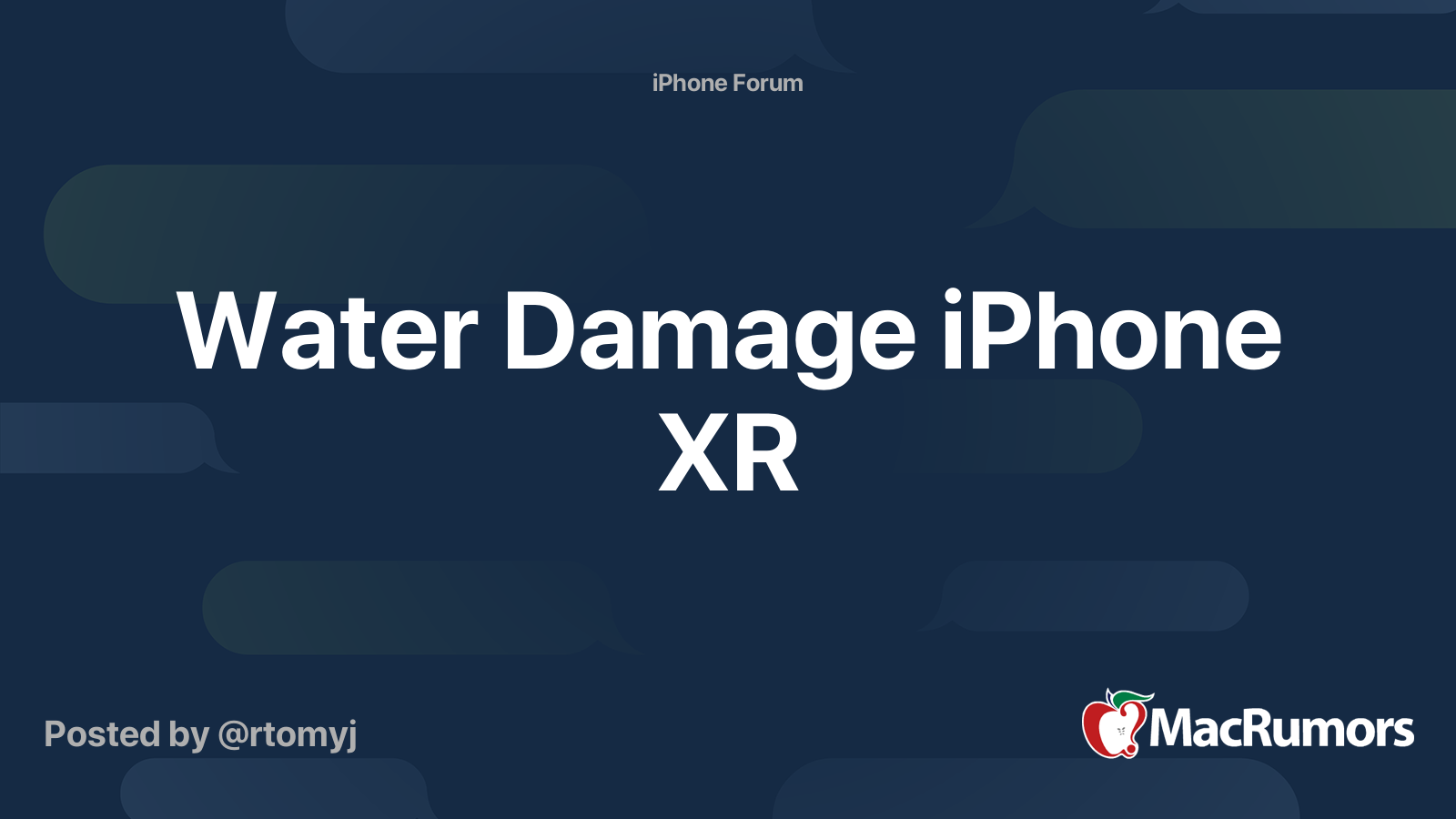 Water Damage iPhone XR MacRumors Forums