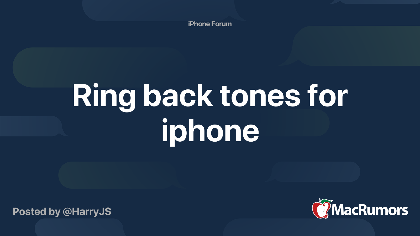 Ring back tones for iphone MacRumors Forums