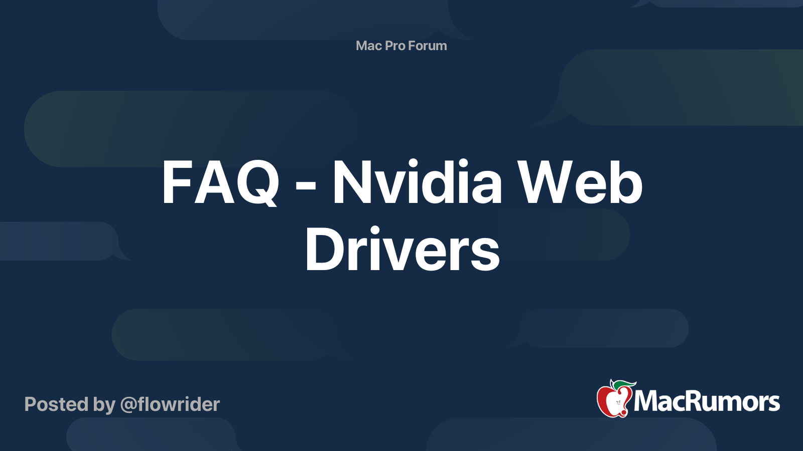 Faq Nvidia Web Drivers Macrumors Forums