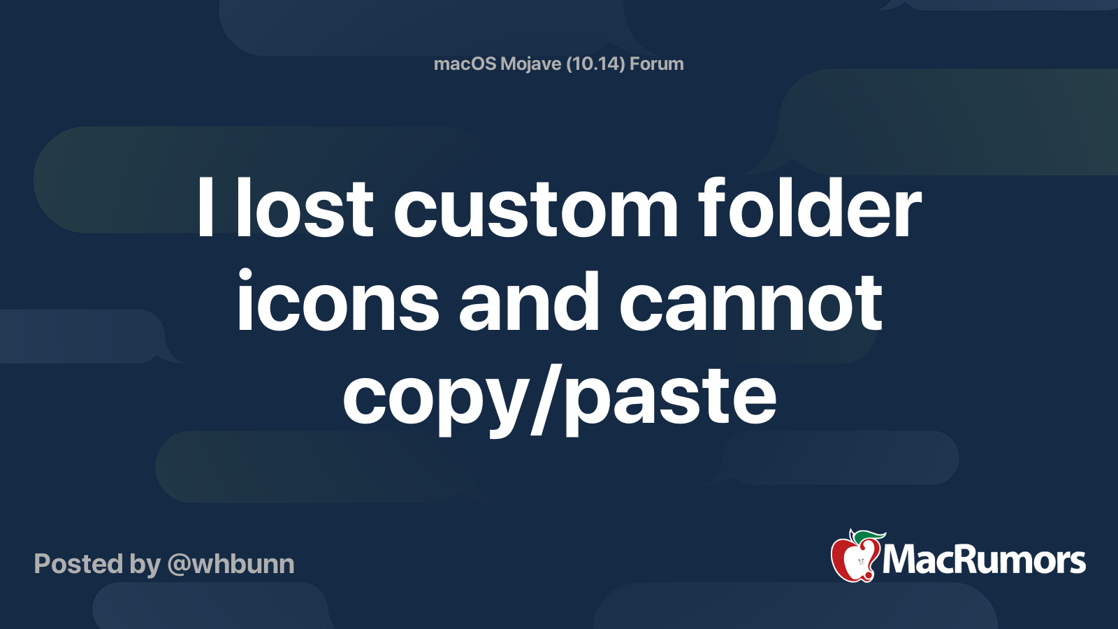 I lost custom folder icons and cannot copy/paste | MacRumors Forums