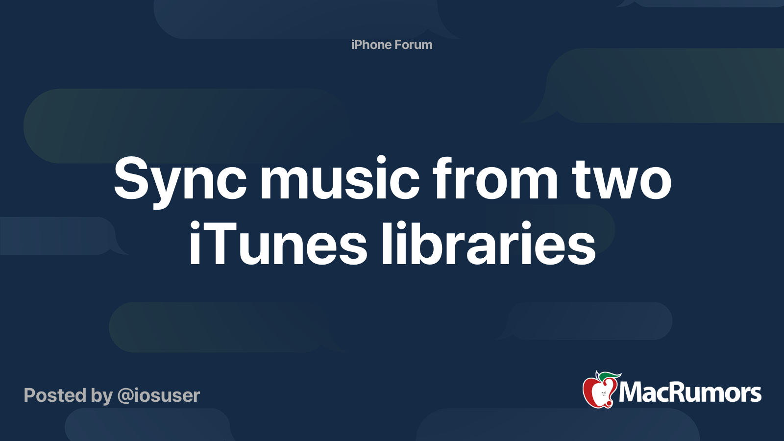 Sync music from two iTunes libraries MacRumors Forums