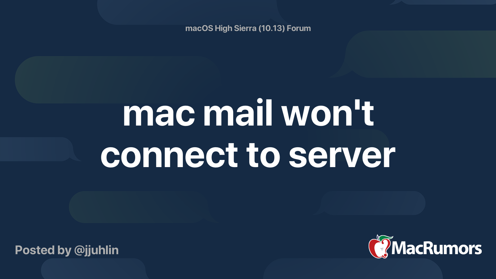 mac mail won't connect to server | MacRumors Forums