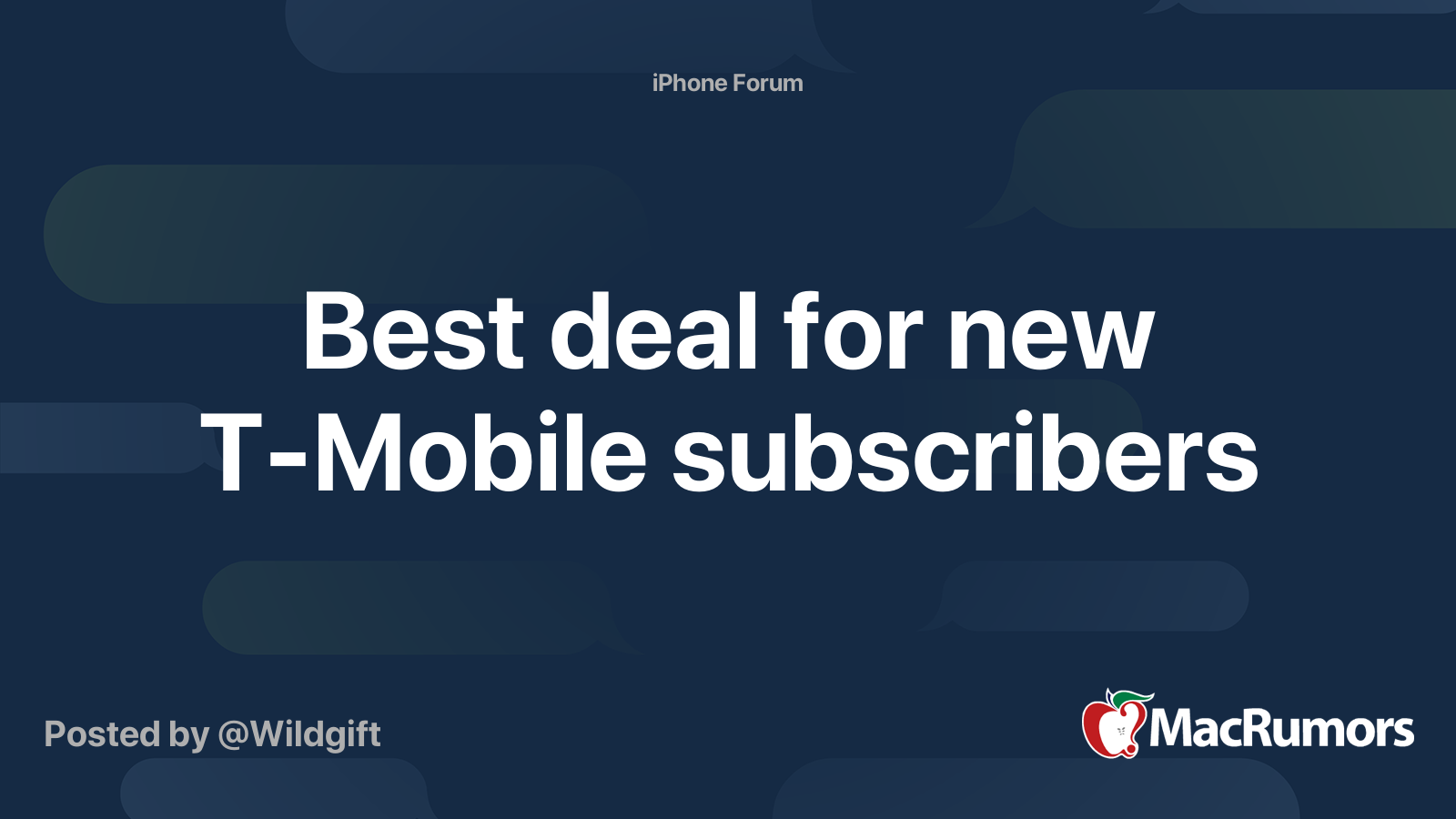 Best deal for new TMobile subscribers MacRumors Forums