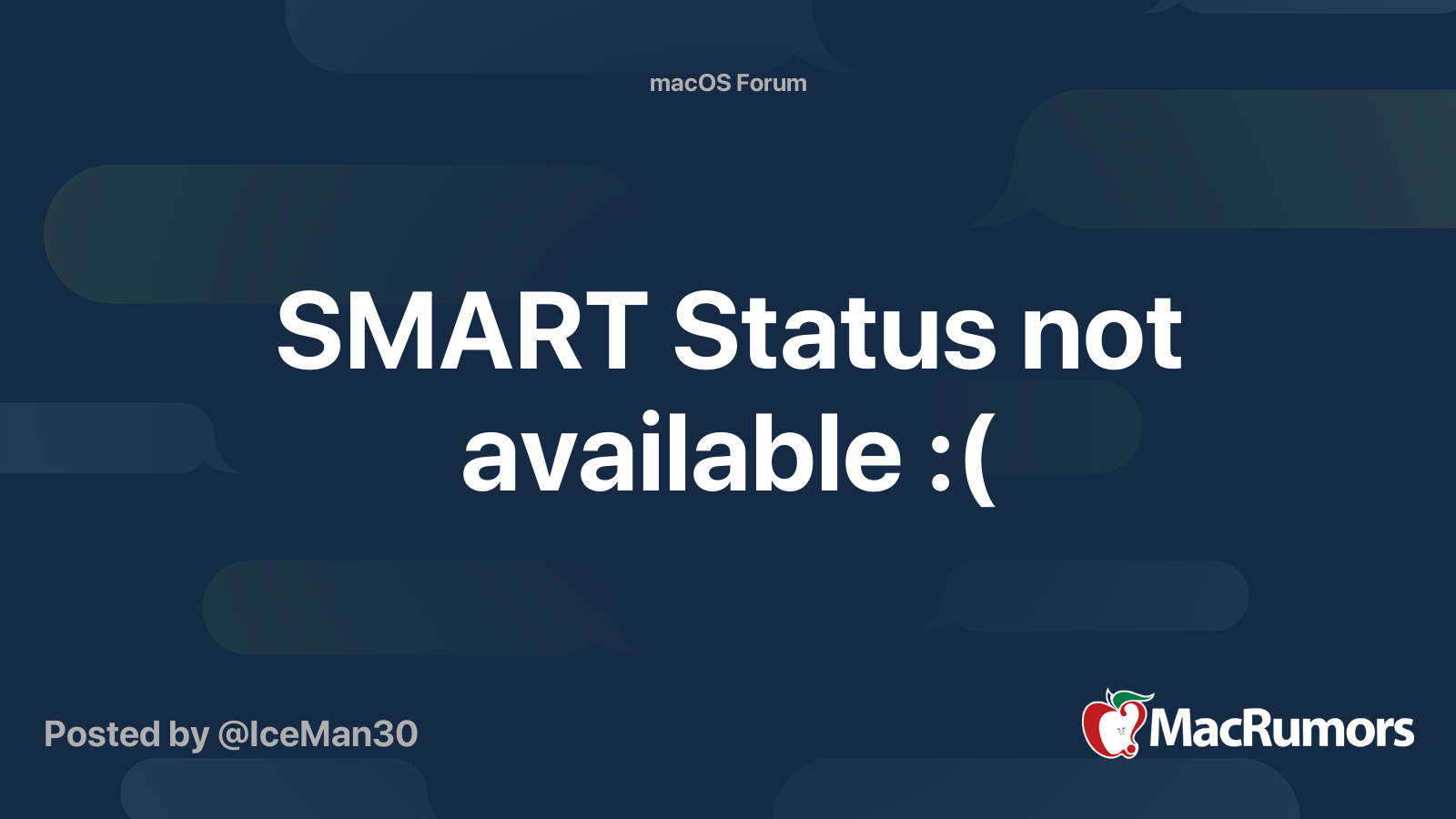 SMART Status not available :( | MacRumors Forums