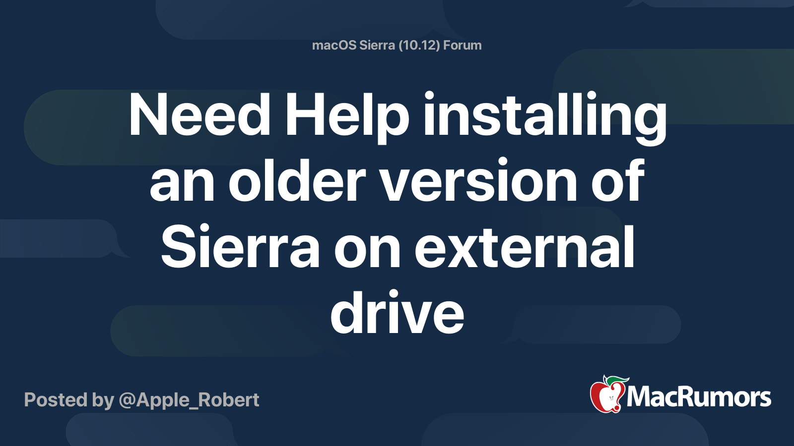 Need Help Installing An Older Version Of Sierra On External Drive