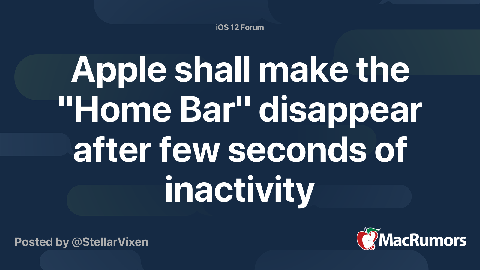 Apple shall make the "Home Bar" disappear after few seconds of