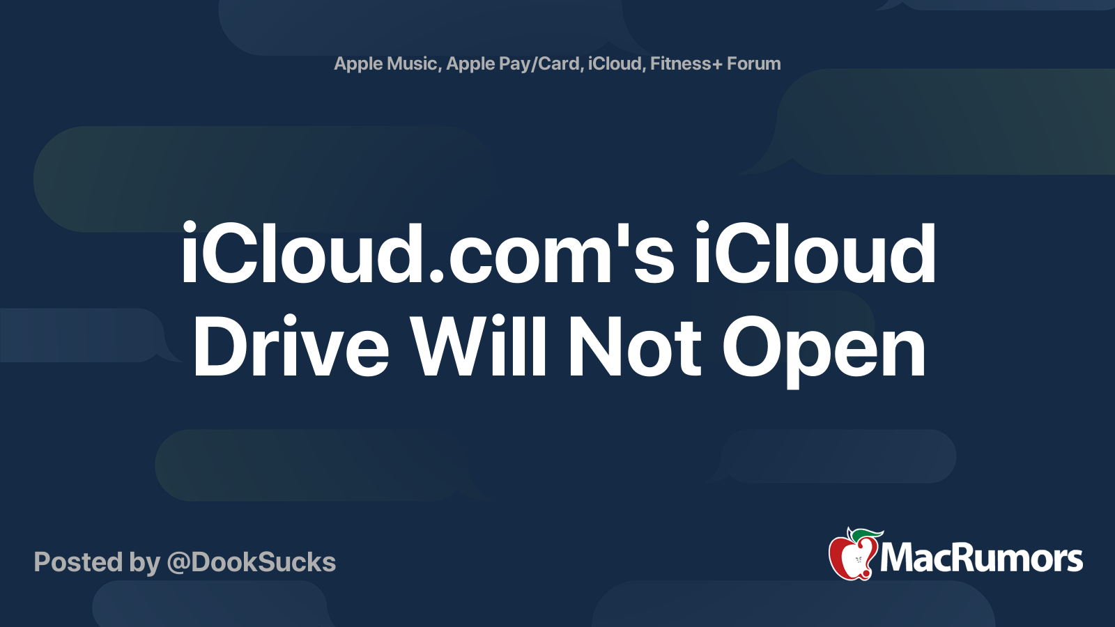iCloud Drive Will Not Open MacRumors Forums