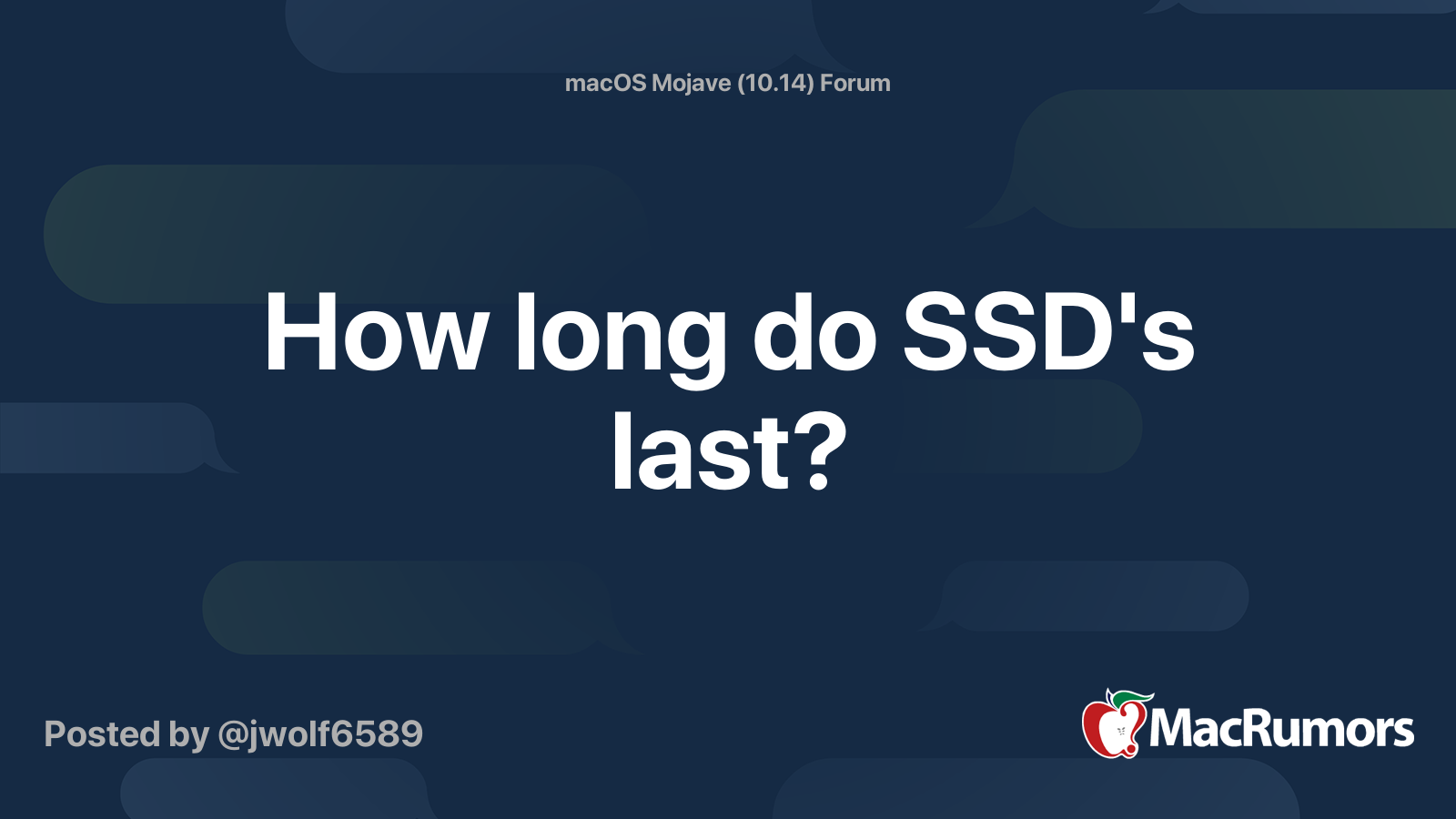 How long do SSD's last? MacRumors Forums
